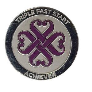 Triple Fast Start Achiever Lapel Pin Purple Celtic Knot Clover